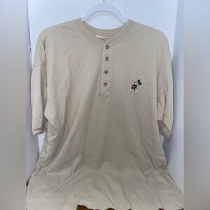 Vintage Embroidered Chest Hit Mickey Mouse Henley Short Sleeve Mickey Inc Small